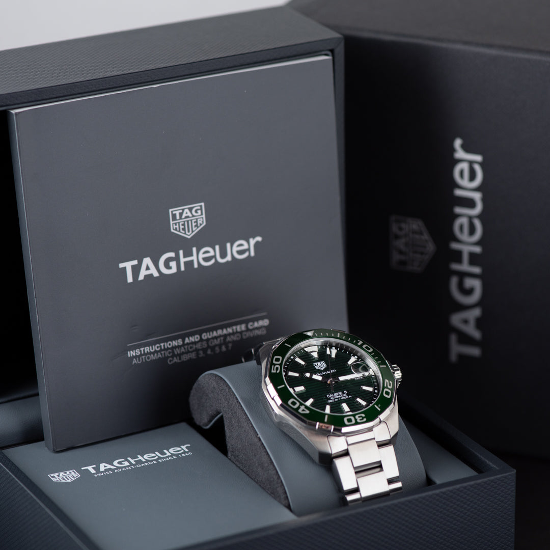 Shop Authentic Tag Heuer Aquaracer Green Dial Watch for Men - WAY201S.BA0927 - Luxxuri