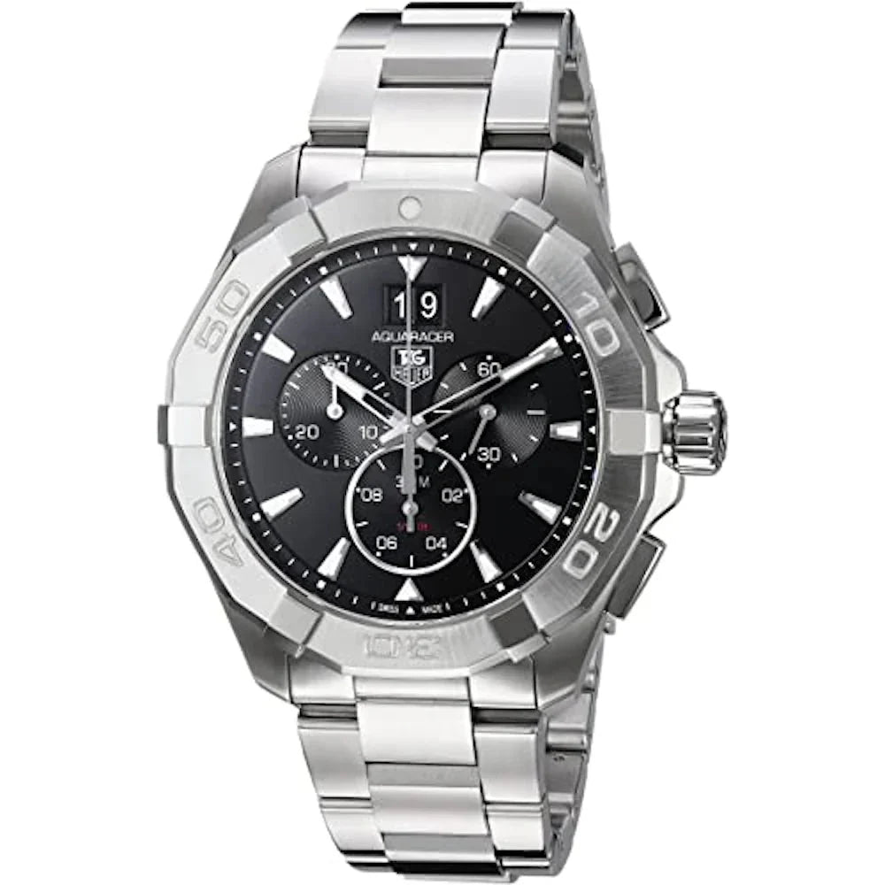 Shop Authentic Tag Heuer Aquaracer Chronograph Black Dial Silver Steel Strap Watch for Men - CAY1110.BA0927 - Luxxuri