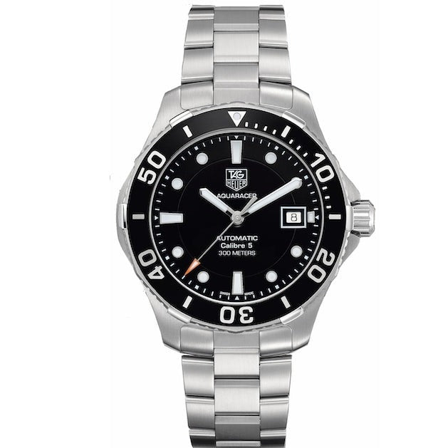 Shop Authentic Tag Heuer Aquaracer Automatic Caliber 5 Black Dial Silver Steel Strap Watch for Men - WAN2110.BA0822 - Luxxuri
