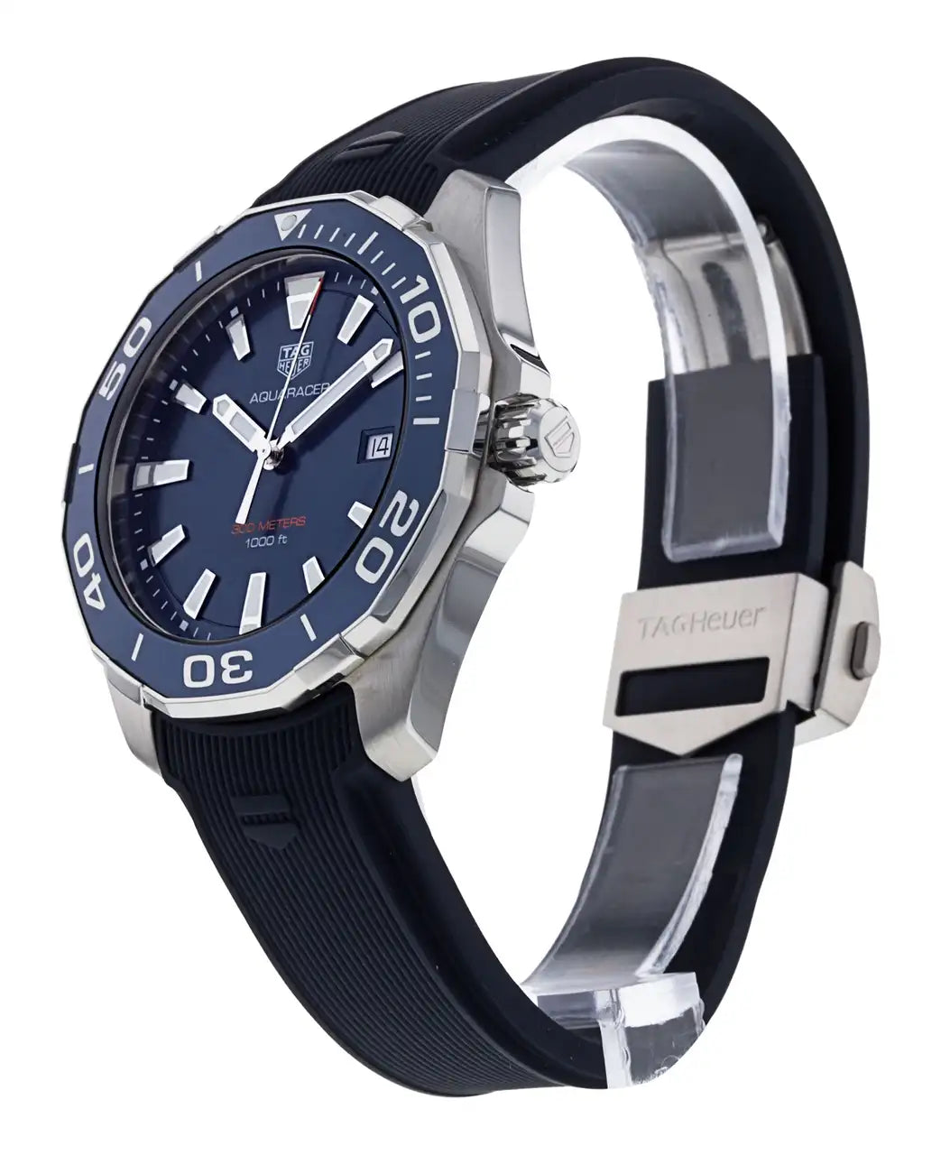 Shop Authentic Tag Heuer Aquaracer Quartz Blue Dial Blue Rubber Strap Watch for Men - WAY101C.FC6153 - Luxxuri