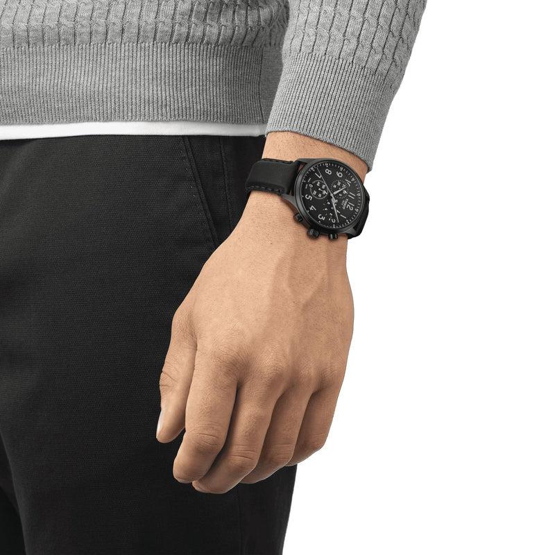 Shop Authentic Tissot Chrono XL Vintage Chronograph Black Dial Black Leather Strap Watch For Men - T116.617.36.052.02 - Luxxuri