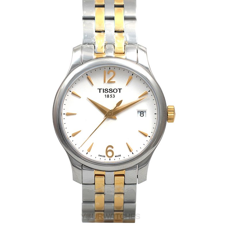 Shop Authentic Tissot T Classic Tradition White Dial Two Tone Mesh Bracelet Watch for Women - T063.210.22.037.00 - Luxxuri