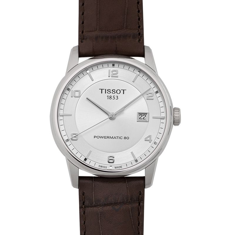 Shop Authentic Tissot Luxury Powermatic 80 Silver Dial Brown Leather Strap Watch For Men - T086.407.16.037.00 - Luxxuri