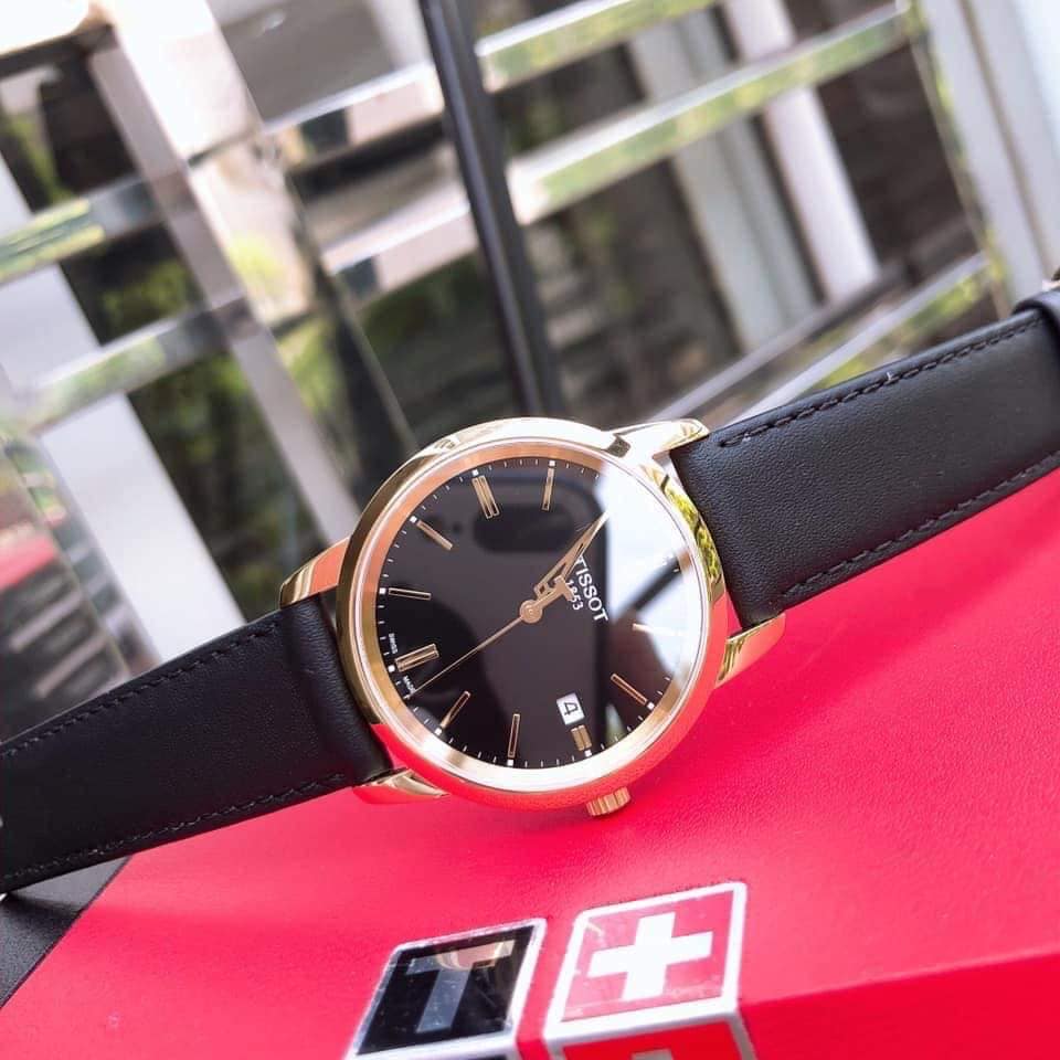 Shop Authentic Tissot T Classic Dream Black Dial Black Leather Strap Watch for Men - T033.410.36.051.01 - Luxxuri