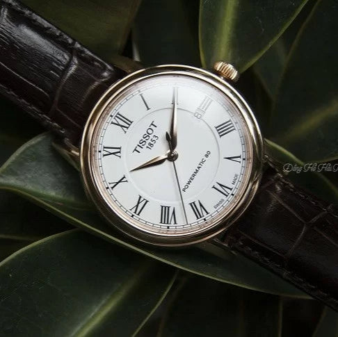 Shop Authentic Tissot T Classic Carson Powermatic 80 White Dial Brown Leather Strap Watch for Men - T085.407.36.013.00 - Luxxuri