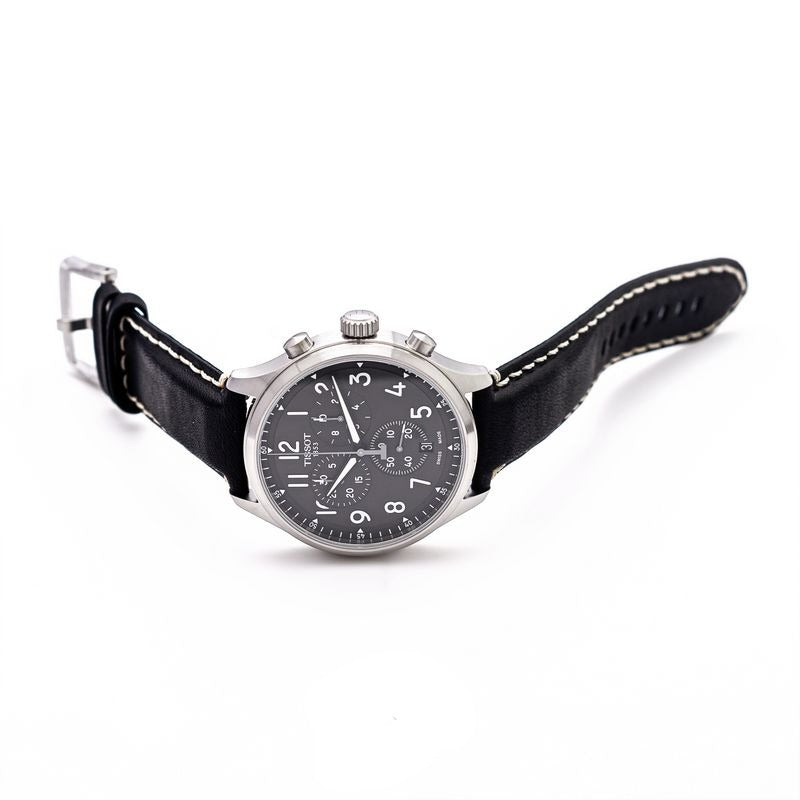 Shop Authentic Tissot Chrono XL Vintage Quartz Black Dial Black Leather Strap Watch For Men - T116.617.16.062.00 - Luxxuri