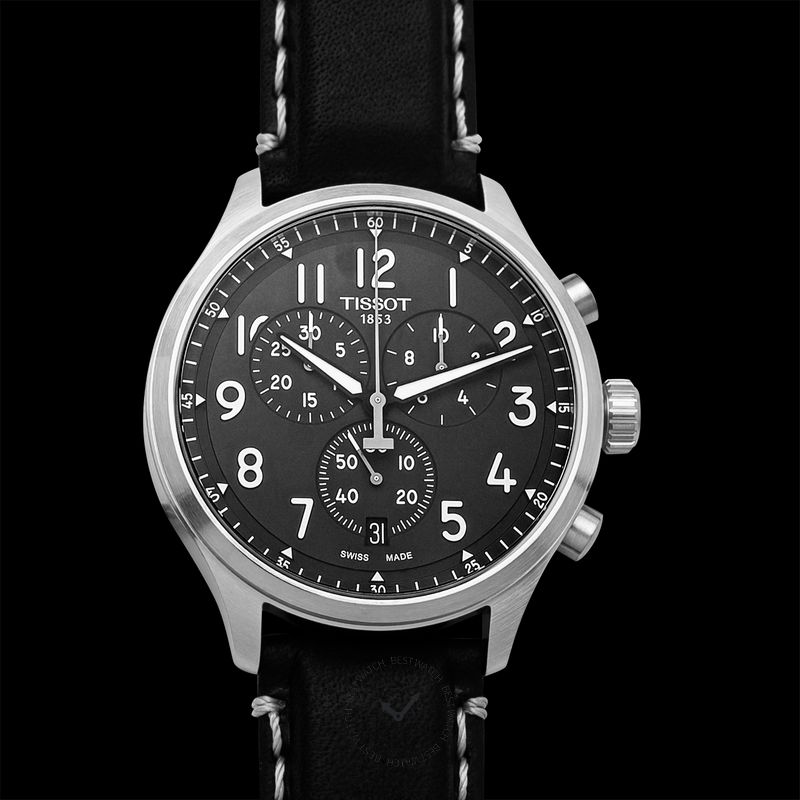 Shop Authentic Tissot Chrono XL Vintage Quartz Black Dial Black Leather Strap Watch For Men - T116.617.16.062.00 - Luxxuri