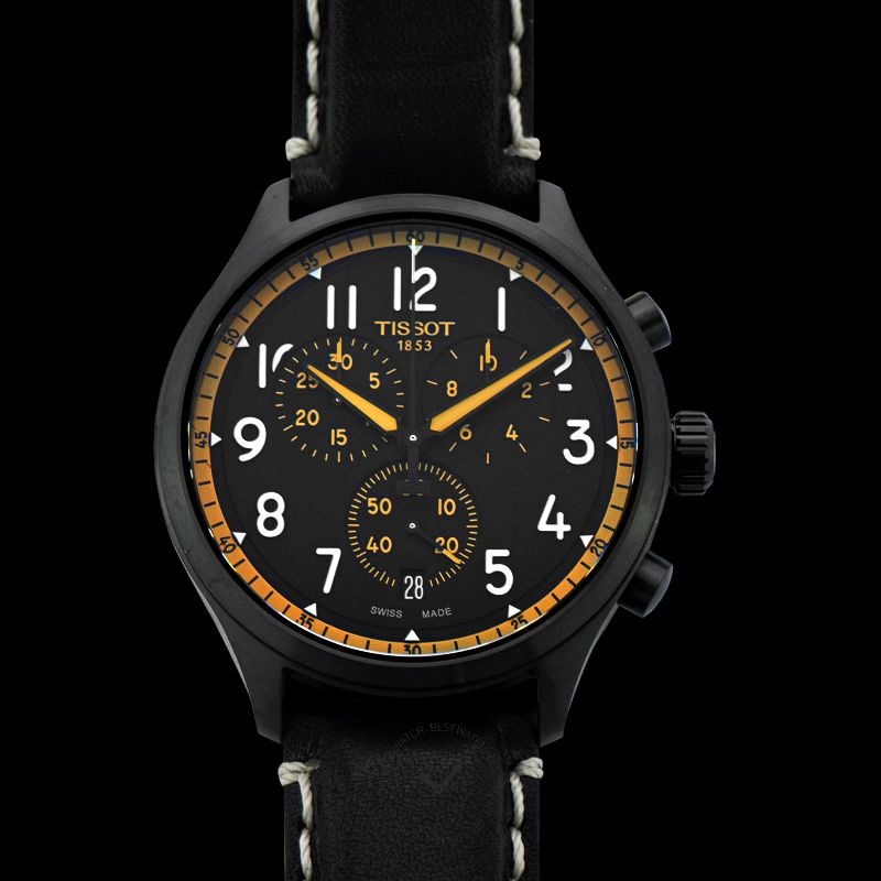 Shop Authentic Tissot Chrono XL Vintage Chronograph Black Dial Black Leather Strap Watch For Men - T116.617.36.052.02 - Luxxuri