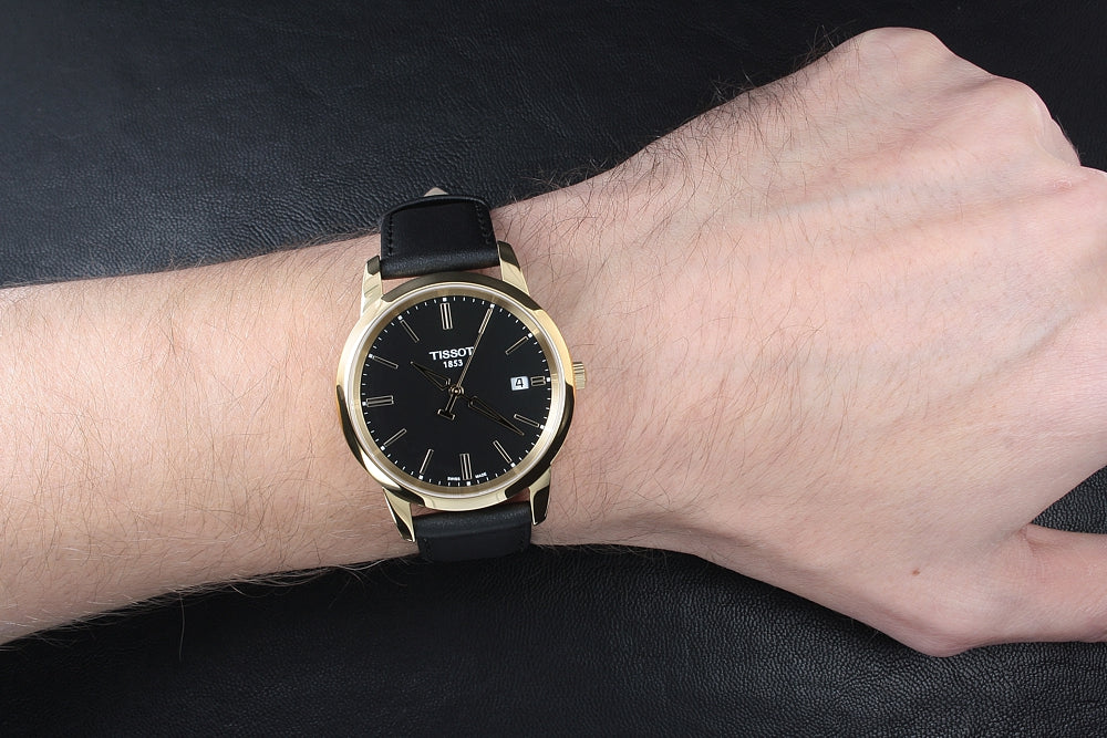 Shop Authentic Tissot T Classic Dream Black Dial Black Leather Strap Watch for Men - T033.410.36.051.01 - Luxxuri