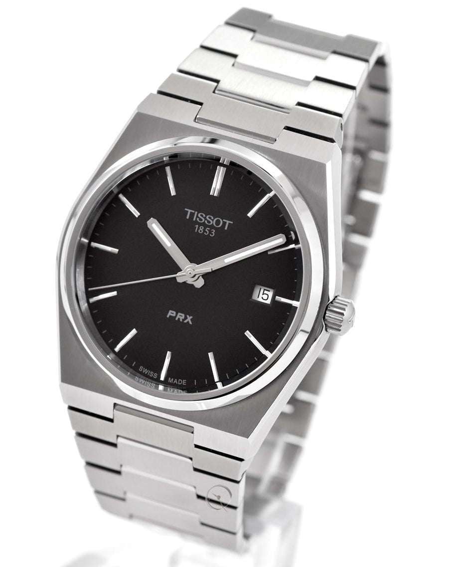 Tissot PRX Quartz Black Dial Silver Steel Strap Watch For Men - T137.410.11.051.00
