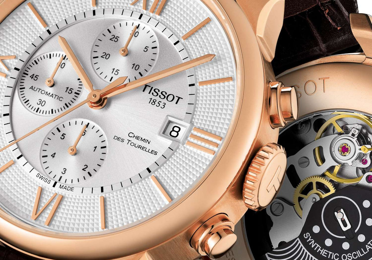 Shop Authentic Tissot Des Tourelles Chronograph Silver Dial Brown Leather Strap Watch For Men - T099.427.36.038.00 - Luxxuri