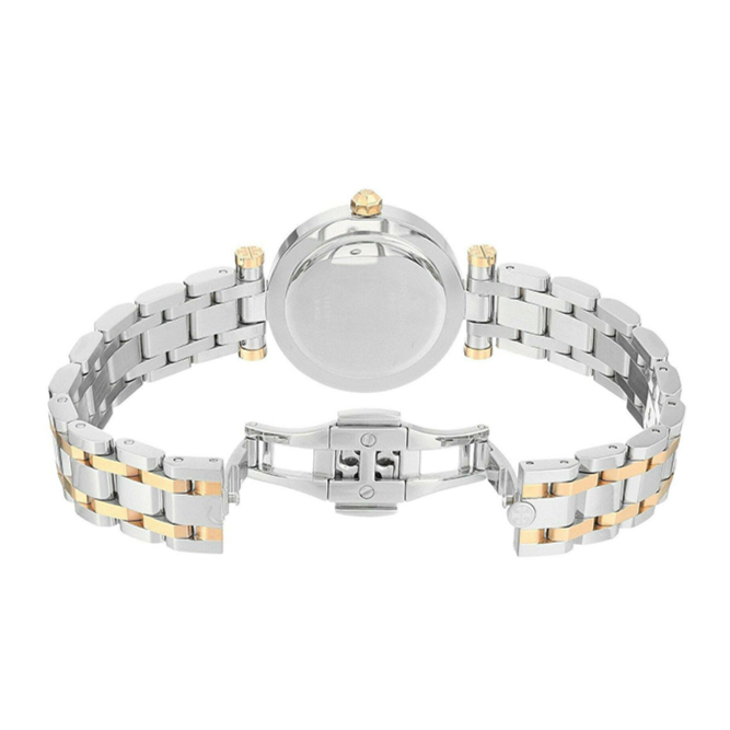 Tory Burch Classic T White Dial Two Tone Steel Strap Watch for Women - TBW9011