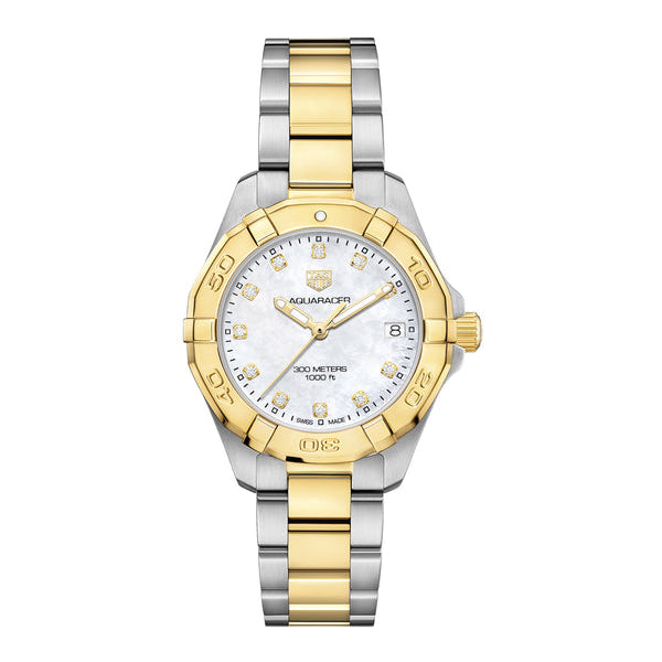Shop Authentic Tag Heuer Aquaracer Mother of Pearl Dial Two Tone Steel Strap Watch for Men - WBD1420.BB0321 - Luxxuri