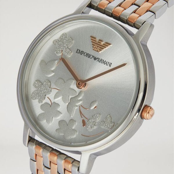 Shop Authentic Emporio Armani Silver Sunray Dial Two Tone Steel Strap Watch For Women - AR11113 - Luxxuri