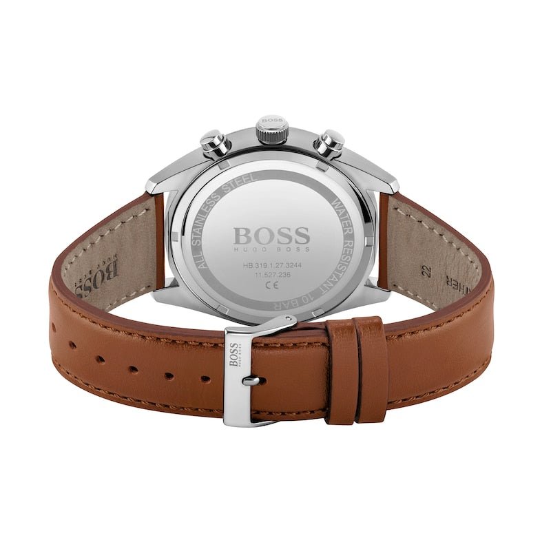 Shop Authentic Hugo Boss Champion White Dial Brown Leather Strap Watch for Men - 1513879 - Luxxuri