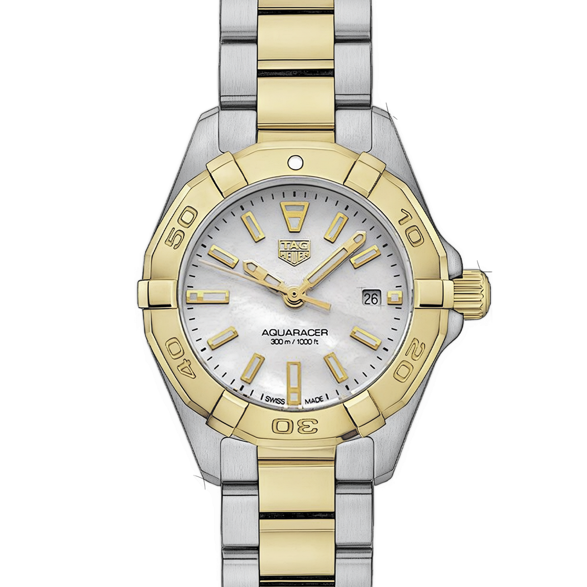 Shop Authentic Tag Heuer Aquaracer Mother of Pearl Dial Two Tone Steel Strap Watch for Men - WBD1420.BB0321 - Luxxuri