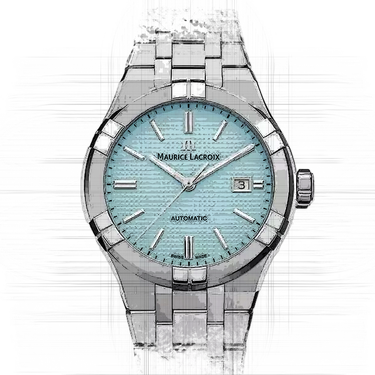 Maurice Lacroix Aikon Automatic Limited Summer Edition Blue Dial Silver Steel Strap Watch For Men - AI6008-SS00F-431-1