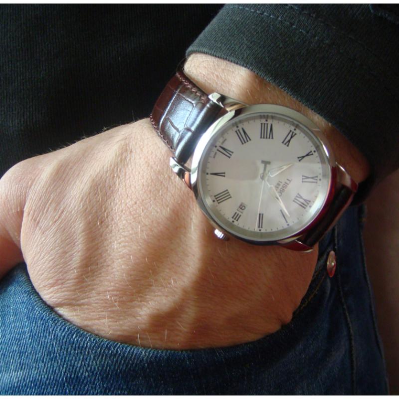 Shop Authentic Tissot T Classic Dream White Dial Brown Leather Strap Watch for Men - T033.410.16.013.01 - Luxxuri