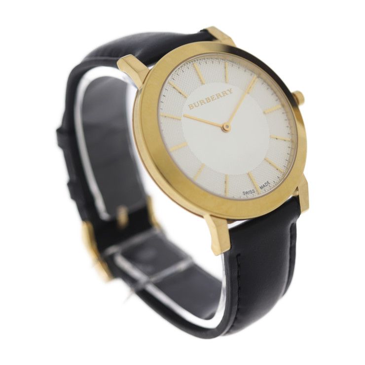 Shop Authentic Burberry The City Gold Dial Black Leather Strap Watch for Men - BU2353 - Luxxuri