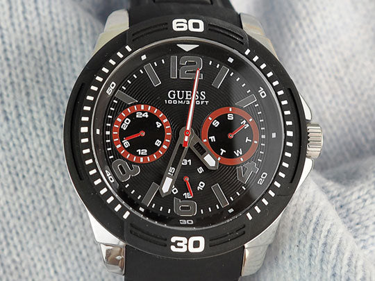 Shop Authentic Guess Tread Black Dial Black Rubber Strap Watch for Men - W0967G1 - Luxxuri