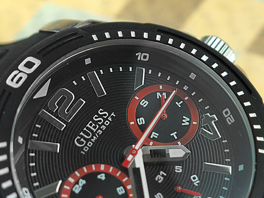 Shop Authentic Guess Tread Black Dial Black Rubber Strap Watch for Men - W0967G1 - Luxxuri