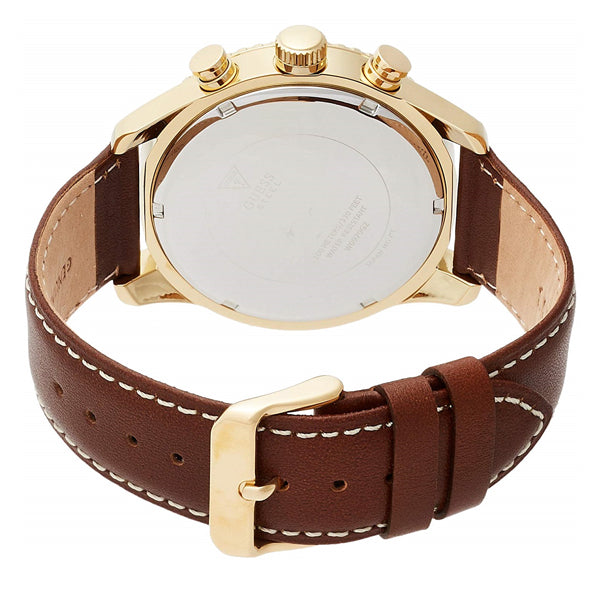 Shop Authentic Guess Persuit Chronograph Blue Dial Brown Leather Strap Watch for Men - W0500G1 - Luxxuri