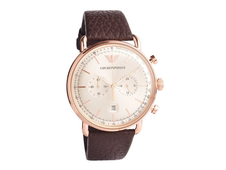 Shop Authentic Emporio Armani Aviator Grey Dial Brown Leather Strap Watch For Men - AR11106 - Luxxuri