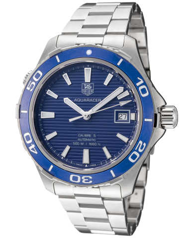 Shop Authentic Tag Heuer Aquaracer Calibre 5 Automatic Blue Dial Silver Steel Strap Watch for Men - WAK2111.BA0830 - Luxxuri
