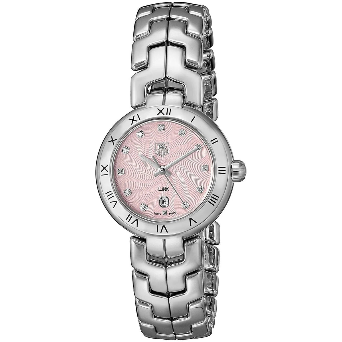Shop Authentic Tag Heuer Link Diamonds Pink Dial Silver Steel Strap Watch for Women - WAT1415.BA0954 - Luxxuri