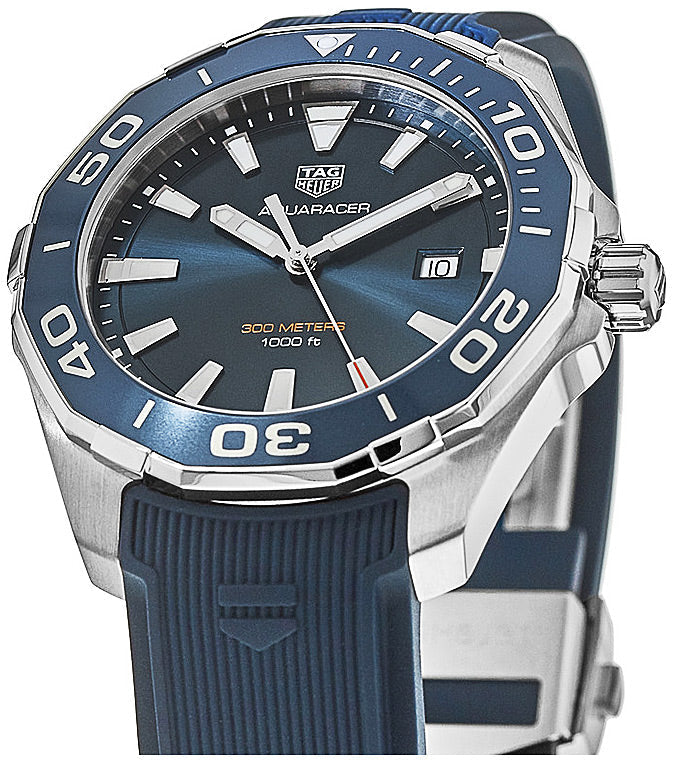 Shop Authentic Tag Heuer Aquaracer Quartz Blue Dial Blue Rubber Strap Watch for Men - WAY101C.FC6153 - Luxxuri