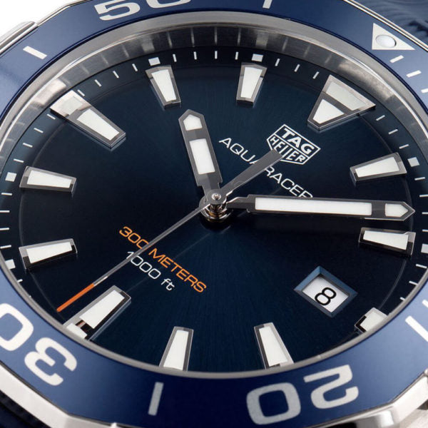Shop Authentic Tag Heuer Aquaracer Quartz Blue Dial Blue Rubber Strap Watch for Men - WAY101C.FC6153 - Luxxuri