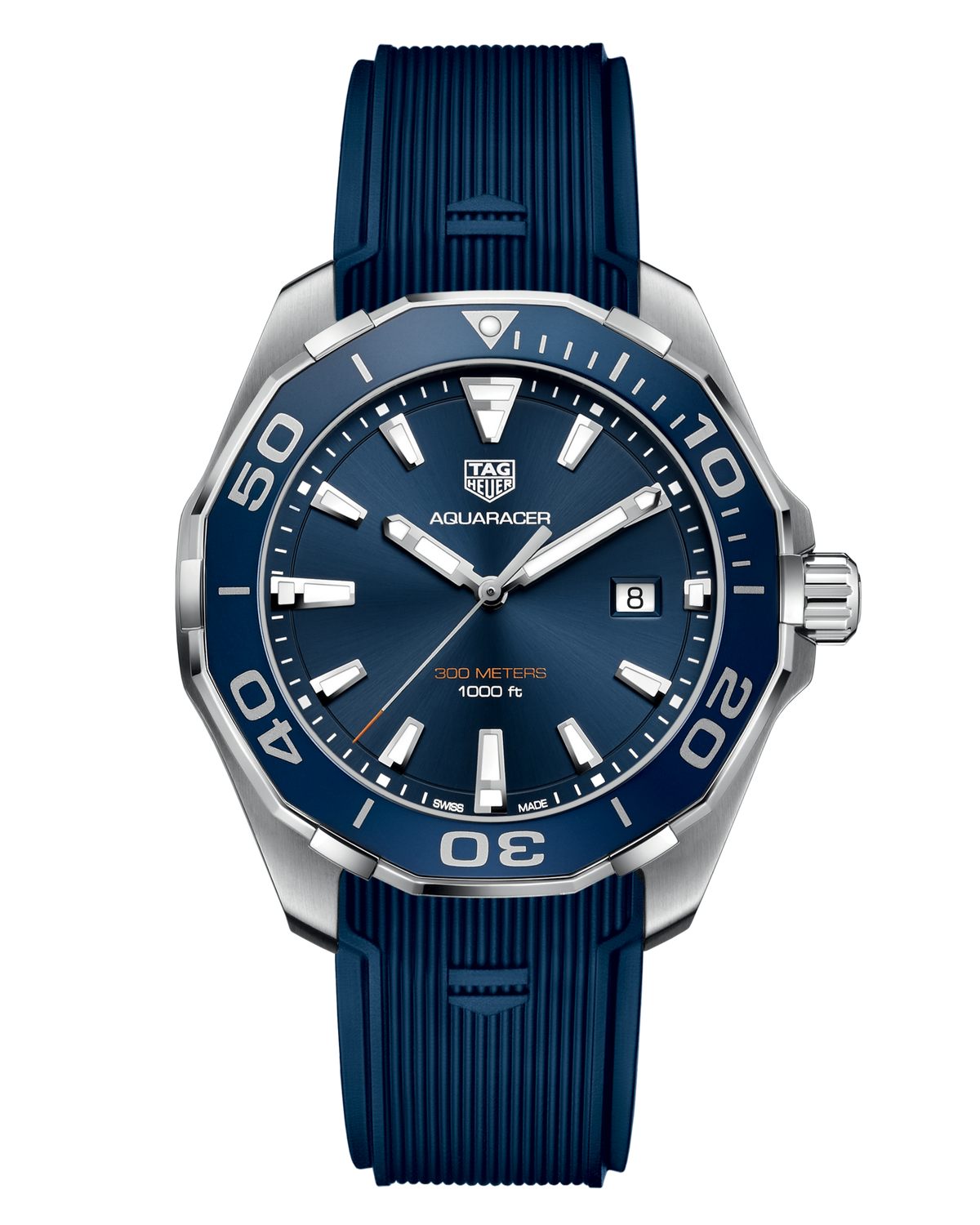 Shop Authentic Tag Heuer Aquaracer Quartz Blue Dial Blue Rubber Strap Watch for Men - WAY101C.FC6153 - Luxxuri