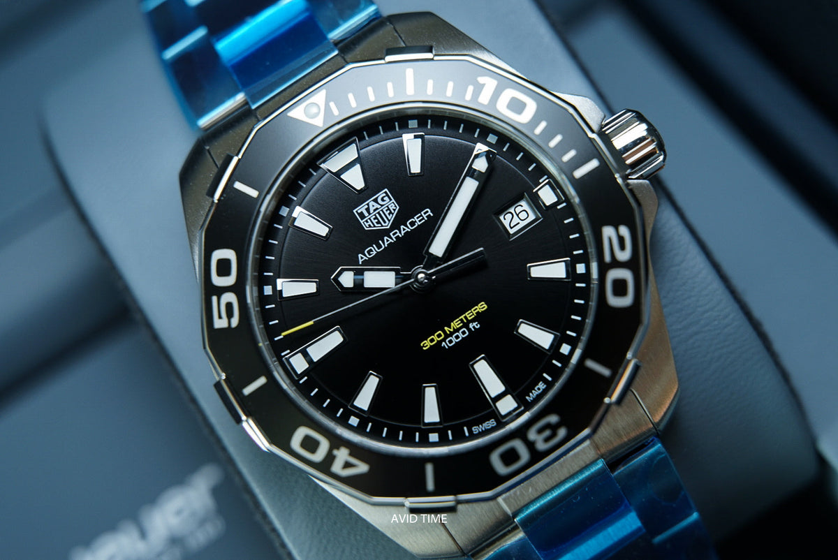 Shop Authentic Tag Heuer Aquaracer Black Dial Silver Steel Strap Watch for Men - WAY111A.BA0928 - Luxxuri