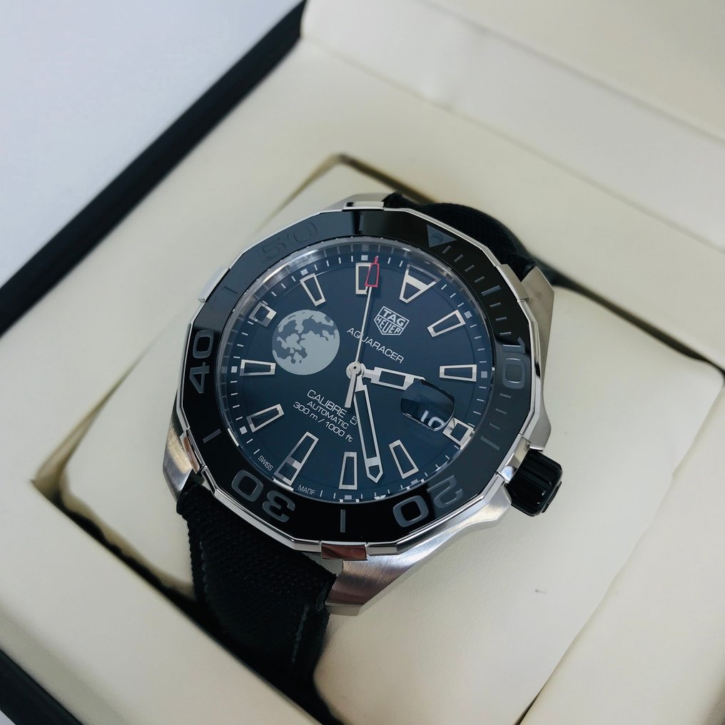 Shop Authentic Tag Heuer Aquaracer Moon Black Dial Watch for Men - WAY201J.FC6370 - Luxxuri
