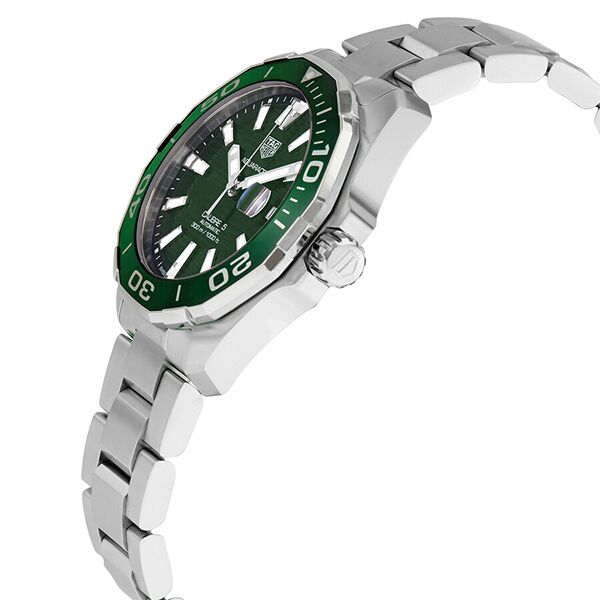 Shop Authentic Tag Heuer Aquaracer Calibre 5 Green Dial Silver Steel Strap Watch for Men - WAY201S.BA0927 - Luxxuri
