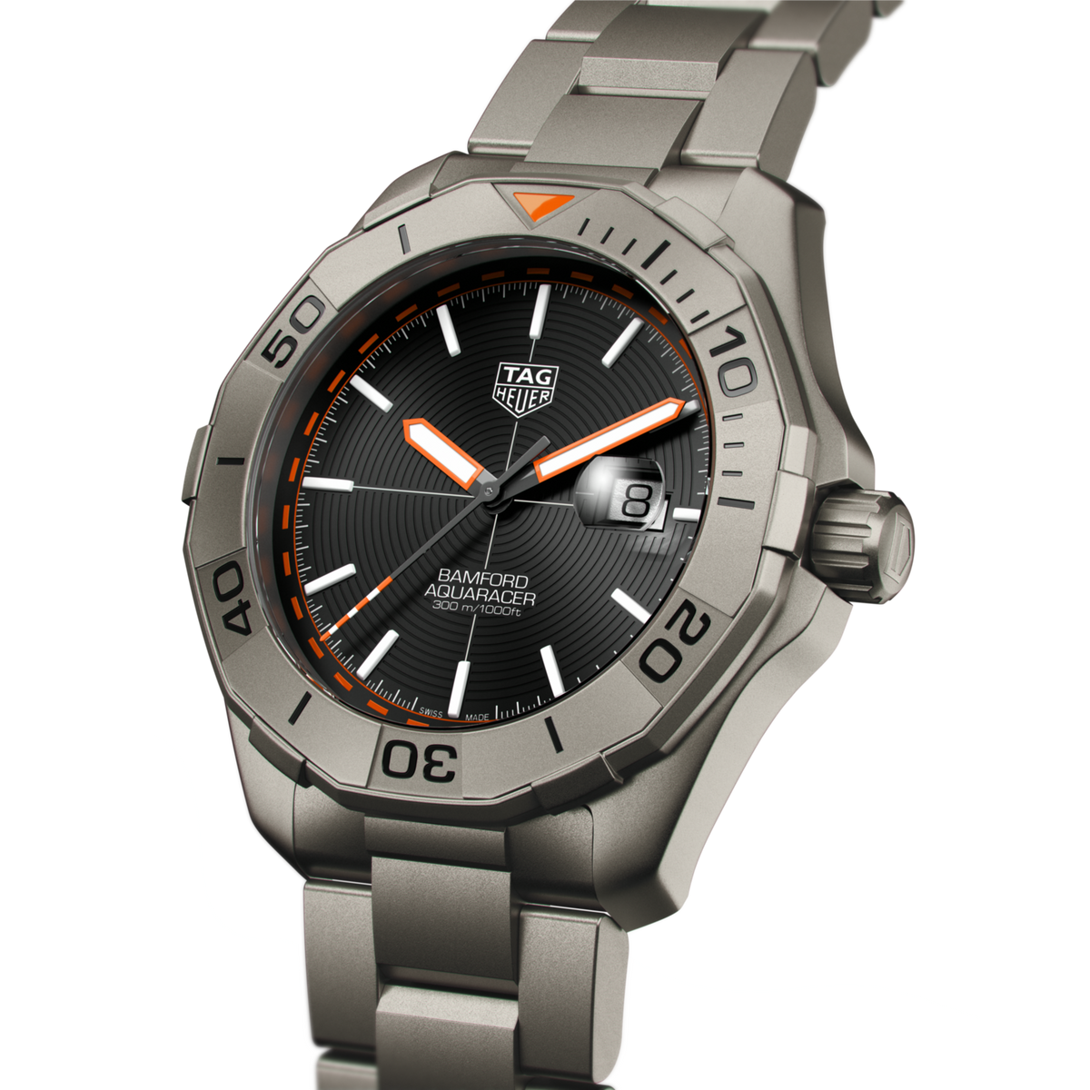 Tag Heuer Aquaracer Calibre 5 Bamford Limited Edition Black Dial Grey Steel Strap Watch for Men - WAY208C.FC6383