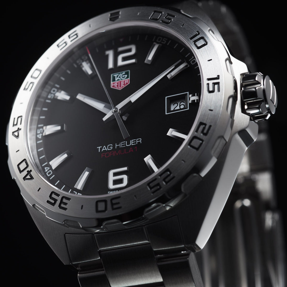 Shop Authentic Tag Heuer Formula 1 Stainless Steel 41mm Black Dial Silver Steel Strap Watch for Men - WAZ1112.BA0875 - Luxxuri