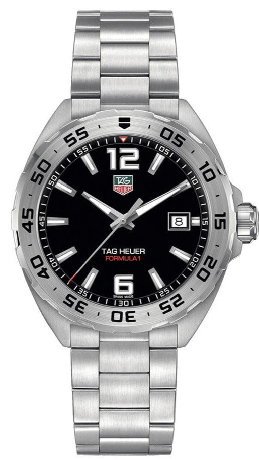 Shop Authentic Tag Heuer Formula 1 Stainless Steel 41mm Black Dial Silver Steel Strap Watch for Men - WAZ1112.BA0875 - Luxxuri