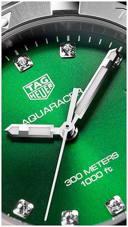 Shop Authentic Tag Heuer Aquaracer Diamonds Emerald Green Dial Watch for Women - WBD1316.BA0740 - Luxxuri