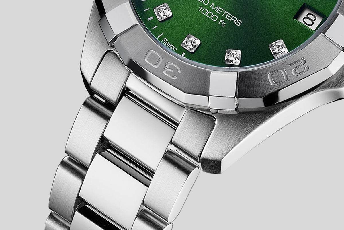 Shop Authentic Tag Heuer Aquaracer Diamonds Emerald Green Dial Watch for Women - WBD1316.BA0740 - Luxxuri