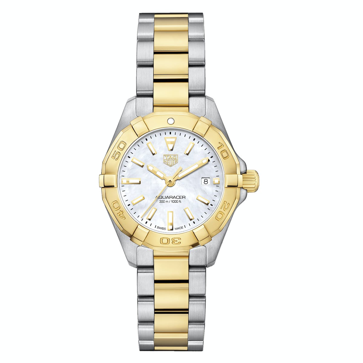 Shop Authentic Tag Heuer Aquaracer Mother of Pearl Dial Two Tone Steel Strap Watch for Men - WBD1420.BB0321 - Luxxuri