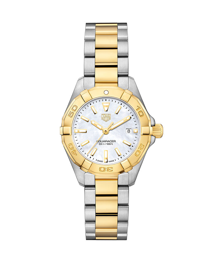 Shop Authentic Tag Heuer Aquaracer Mother of Pearl Dial Two Tone Steel Strap Watch for Men - WBD1420.BB0321 - Luxxuri