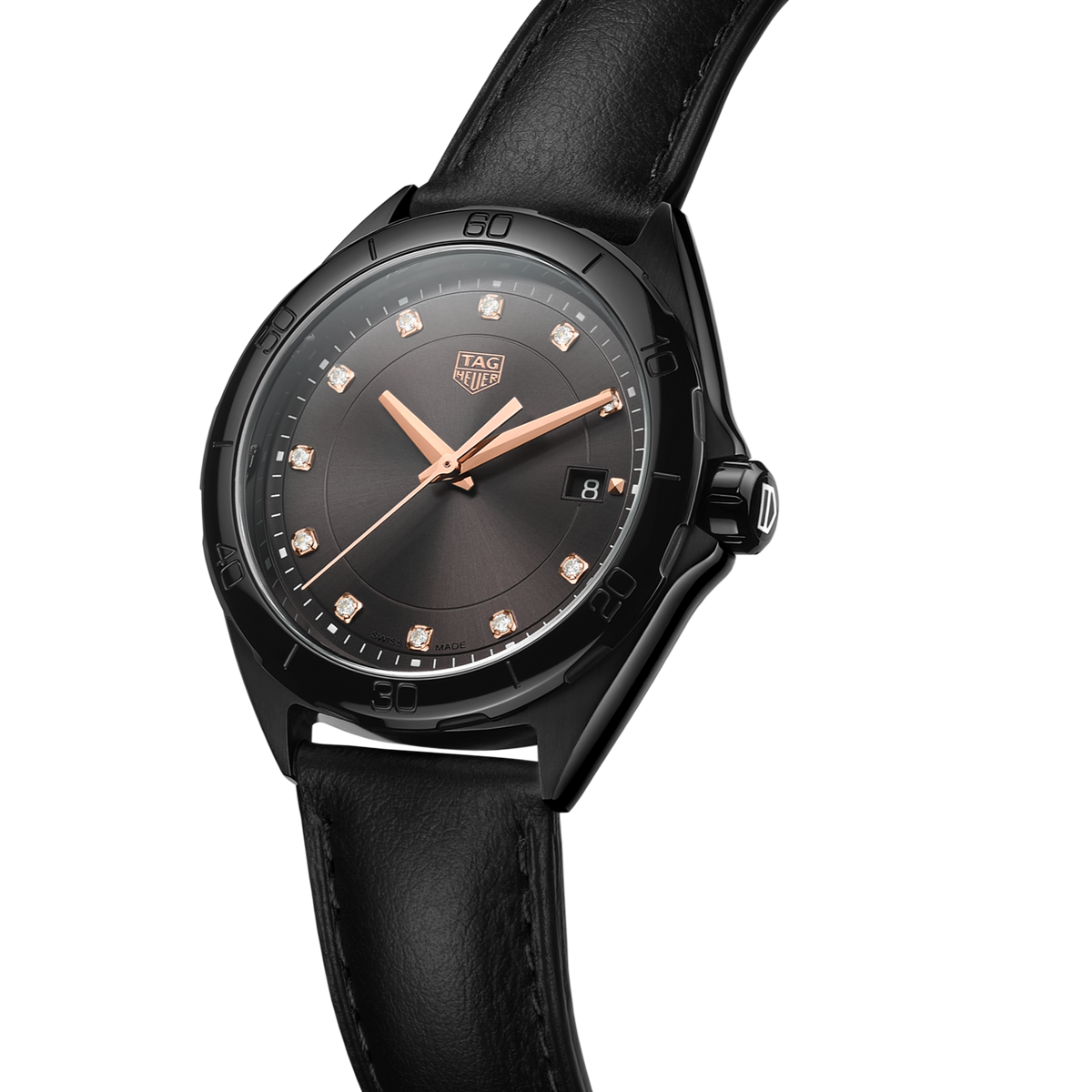 Shop Authentic Tag Heuer Formula 1 Quartz Diamonds Black Dial Black Leather Strap Watch for Women - WBJ1317.FC8230 - Luxxuri