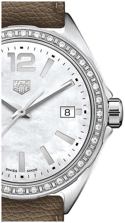 Shop Authentic Tag Heuer Formula 1 Quartz Mother of Pearl Dial Brown Leather Strap Watch for Women - WBJ131A.FC8255 - Luxxuri