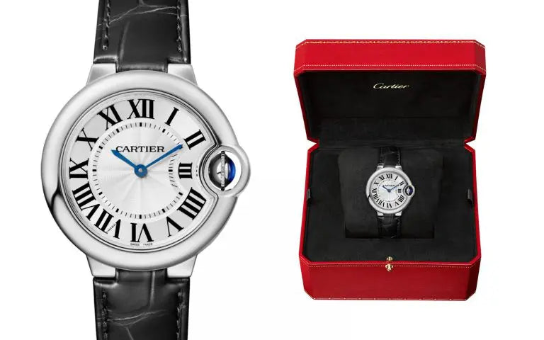 Cartier Ballon Bleu De Cartier Silver Dial Black Leather Strap Watch for Women - WSBB0034