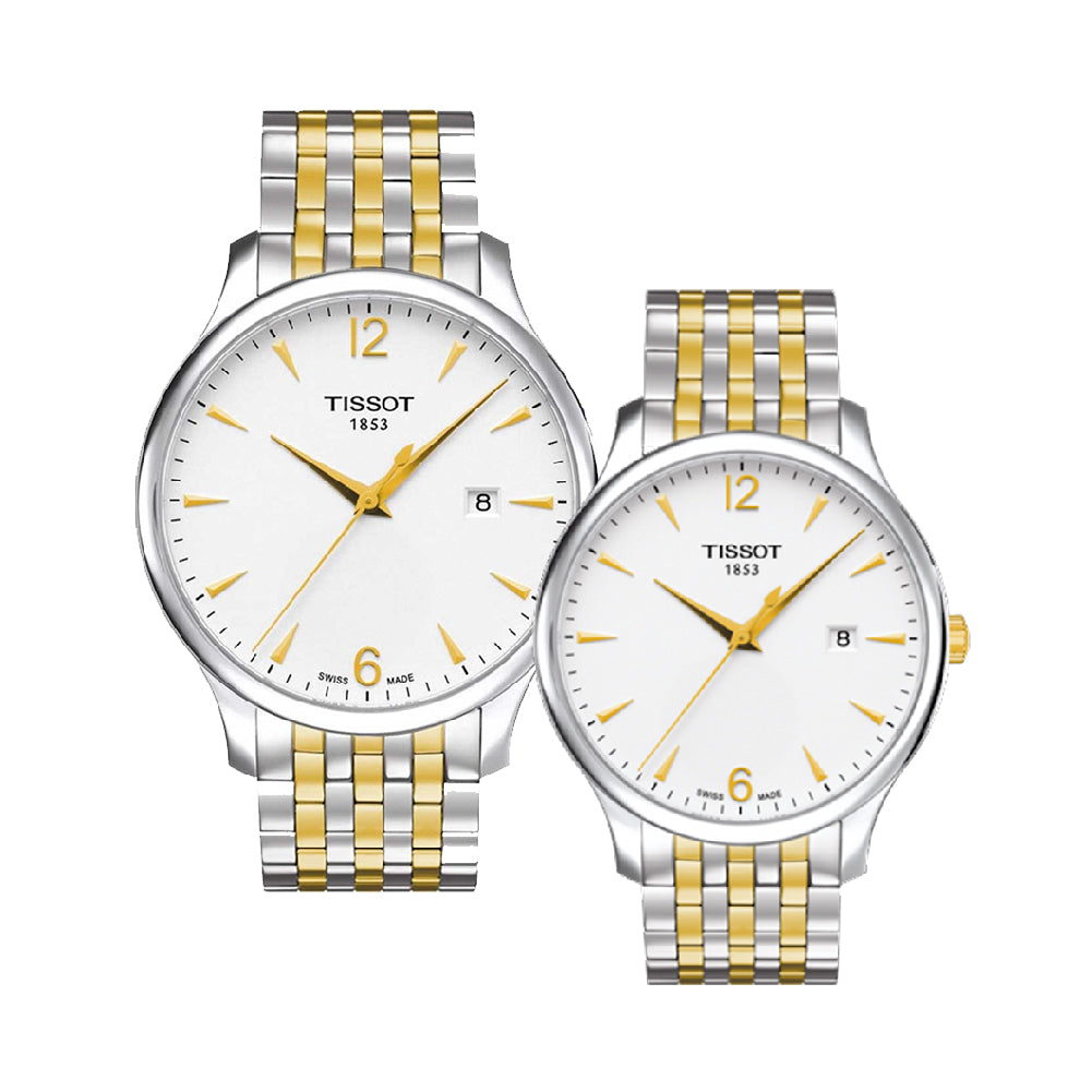 Shop Authentic Tissot T Classic Tradition White Dial Two Tone Mesh Bracelet Watch for Women - T063.210.22.037.00 - Luxxuri