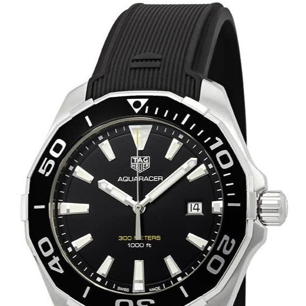 Shop Authentic Tag Heuer Aquaracer Quartz Black Dial Black Rubber Strap Watch for Men - WAY101A.FT6141 - Luxxuri