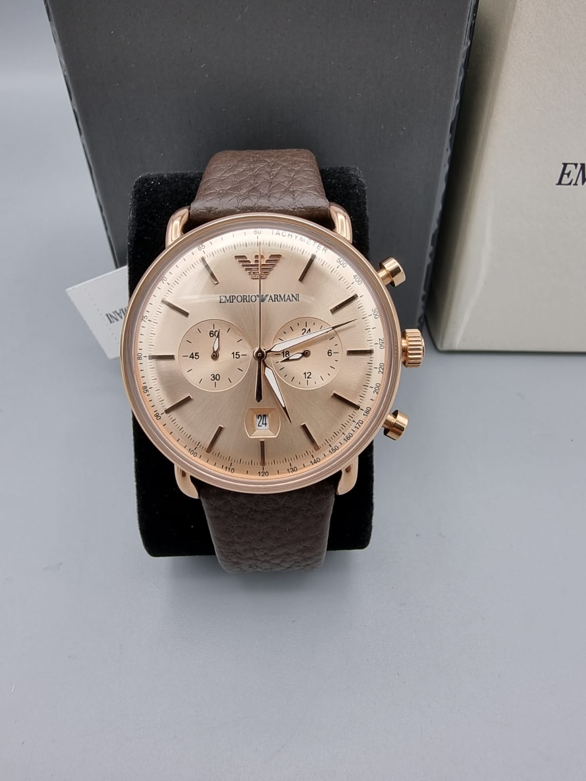 Shop Authentic Emporio Armani Aviator Grey Dial Brown Leather Strap Watch For Men - AR11106 - Luxxuri
