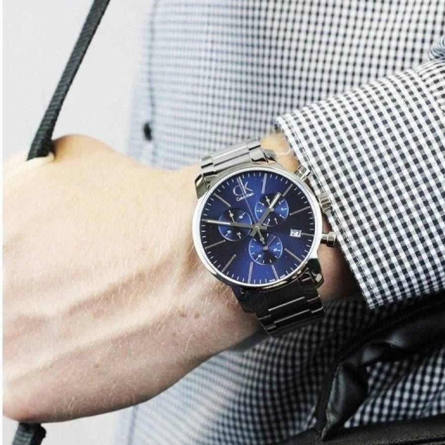 Shop Authentic Calvin Klein City Chronograph Blue Dial Silver Steel Strap Watch for Men - K2G2714N - Luxxuri