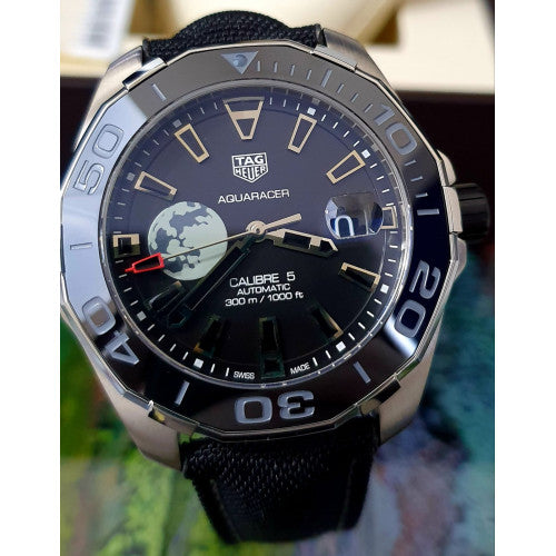 Shop Authentic Tag Heuer Aquaracer Moon Black Dial Watch for Men - WAY201J.FC6370 - Luxxuri